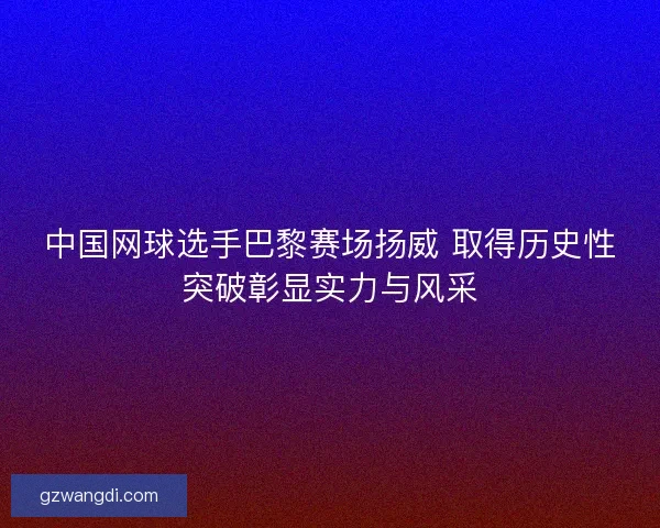 中国网球选手巴黎赛场扬威 取得历史性突破彰显实力与风采