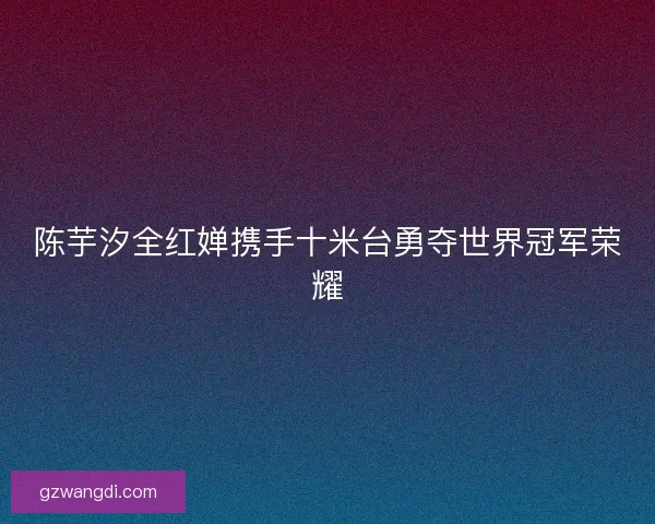 陈芋汐全红婵携手十米台勇夺世界冠军荣耀